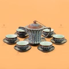 Bộ Ấm Chén Ấm Cao Múi Hoa