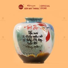 Lọ Vò Vai Ngang Men Chảy Vẽ Thư Pháp