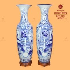 Lộc Bình 1M6 Men Lam Phúc Đức Công Ngư Hội Tụ