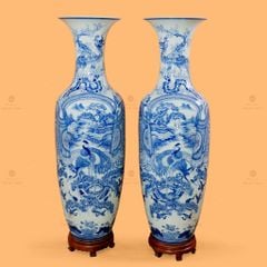 Lộc Bình Béo 1M6 Men Lam Bích Thư