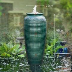 Lu nước phong thủy xanh đậm họa tiết vân kẻ